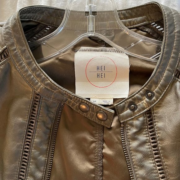 Anthropologie Hei Hei Vegan Leather Bomber Jacket - SP - Picture 4 of 10